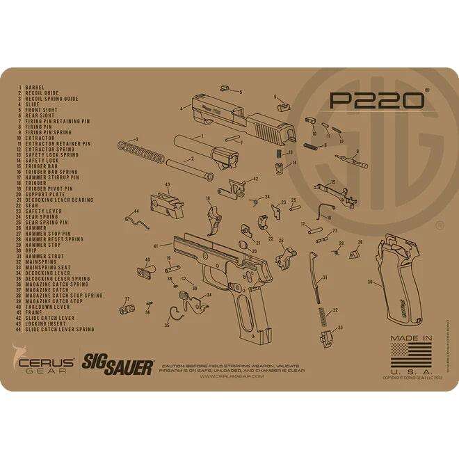 Misc. Accessories Cerus Gear Ready Series HANDGUN 12X17 3mm PROMAT LICENSED SIG 220 SCHEMATIC COYOTE • Model: Ready Series